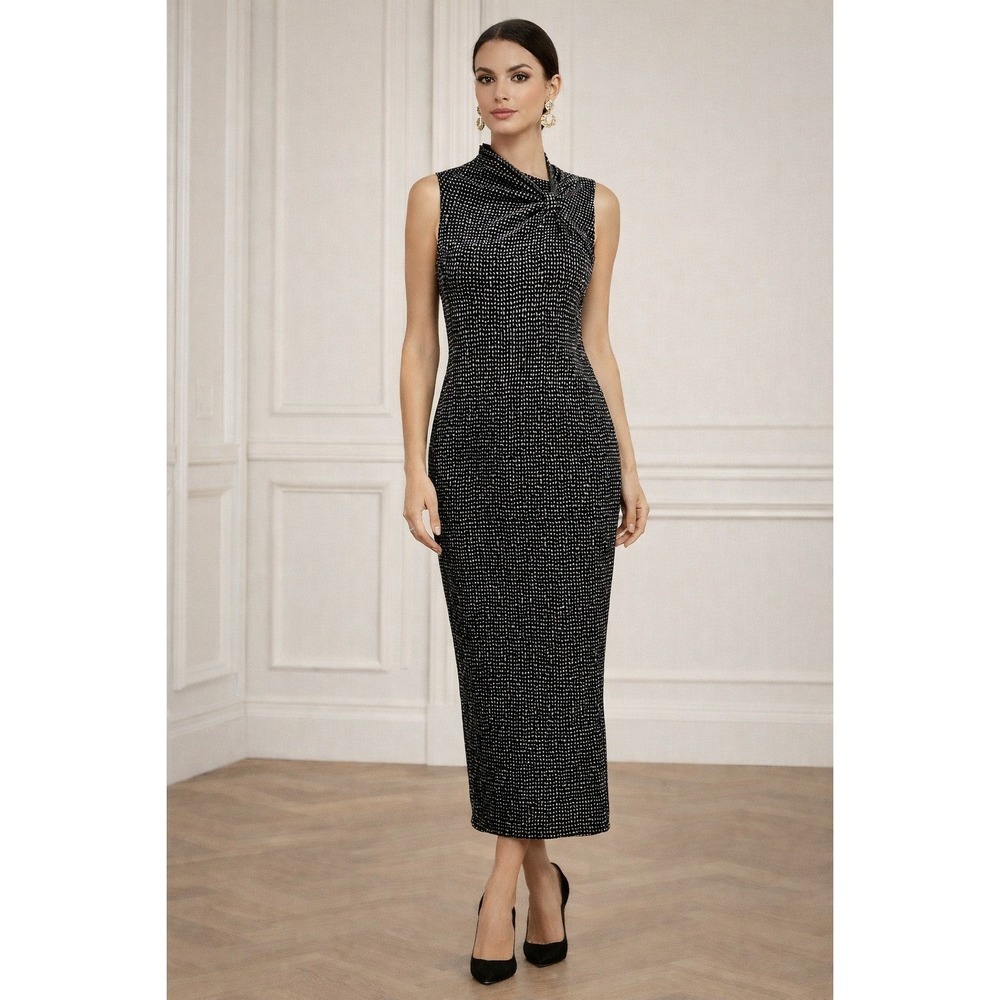 Tory Burch Early Collection Wool Midi Dress Sz S Archive Style Asymmetrical Neck